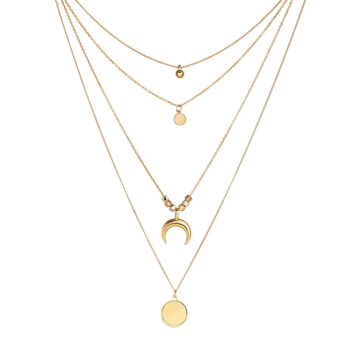 18K Gold-Plated Moon Pendant Layer Necklace
