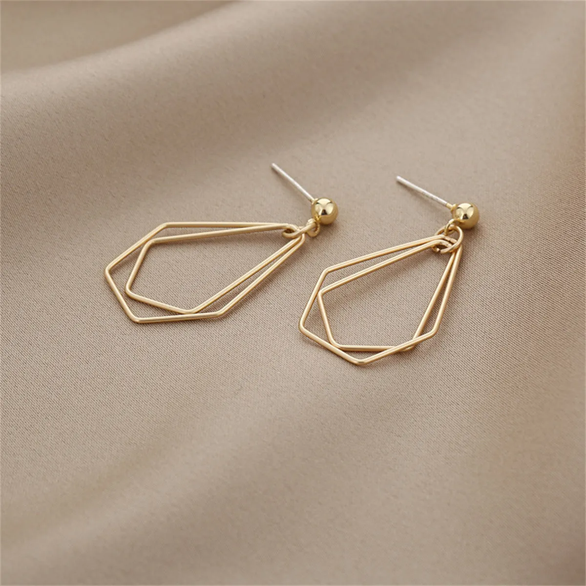 18K Gold-Plated Open Geometric Drop Earrings