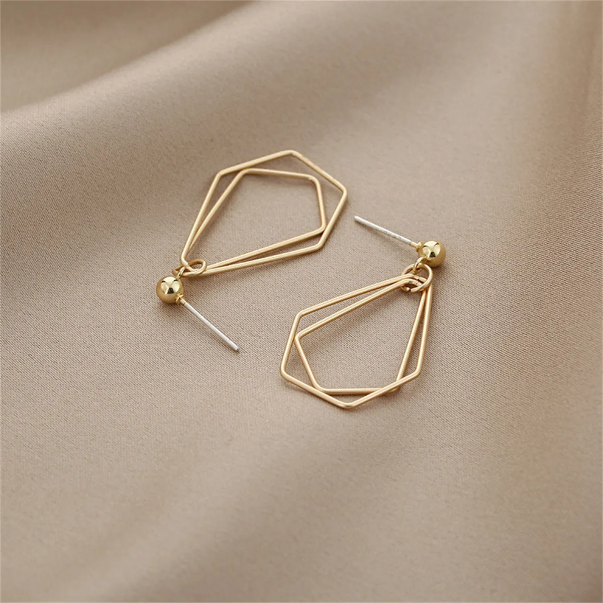 18K Gold-Plated Open Geometric Drop Earrings