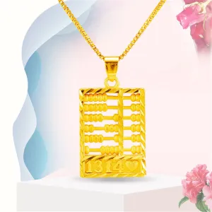 18K Gold-Plated Open Heart Abacus Pendant Necklace