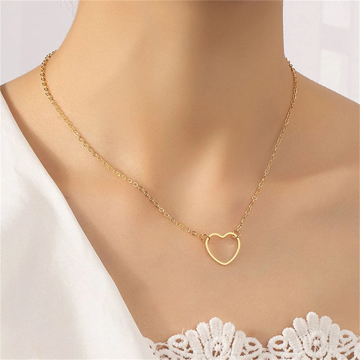 18K Gold-Plated Open Heart Pendant Necklace