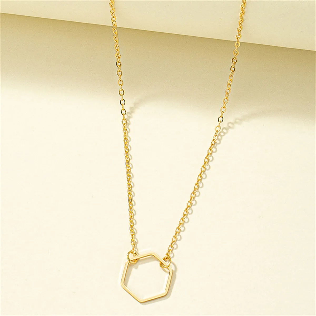18K Gold-Plated Open Hexagon Pendant Necklace