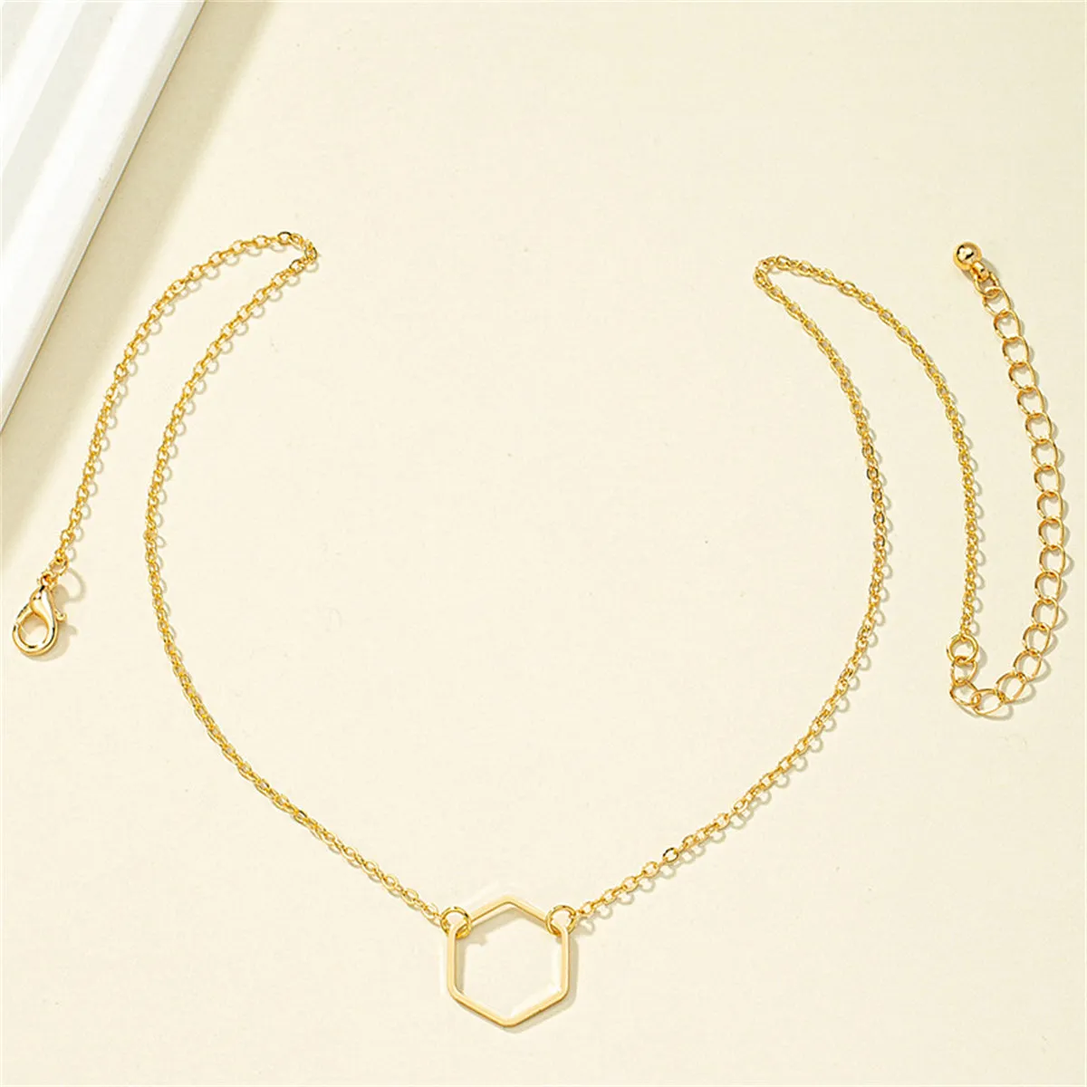 18K Gold-Plated Open Hexagon Pendant Necklace