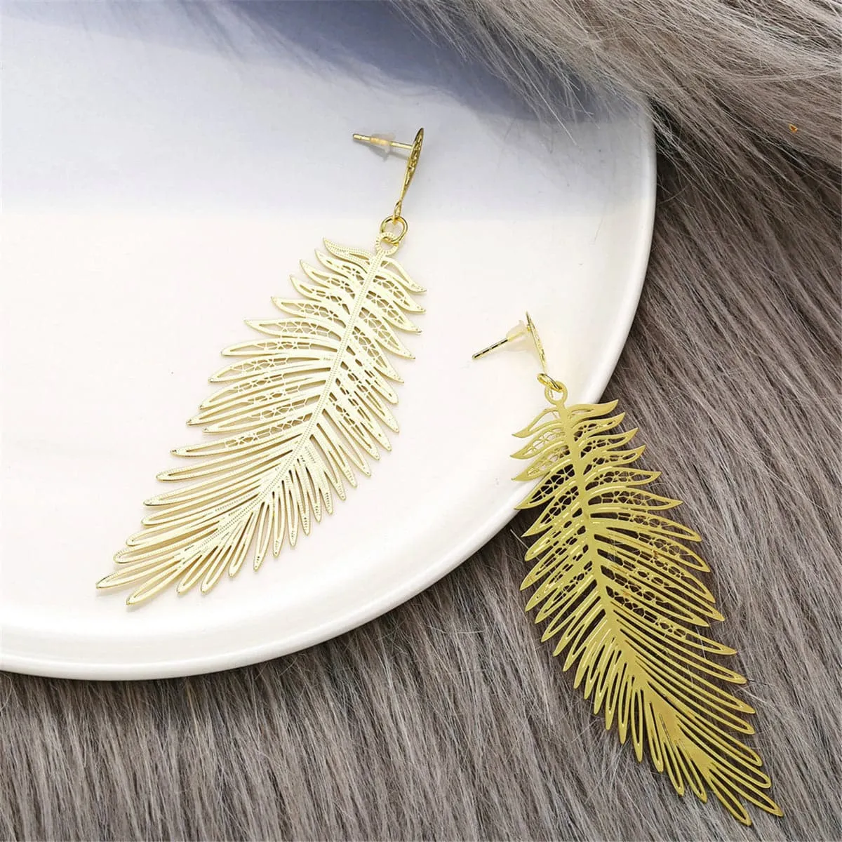 18K Gold-Plated Open Leaf Drop Earring