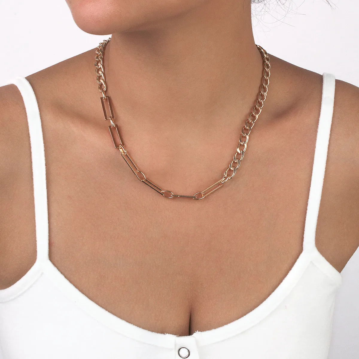 18K Gold-Plated Open Rectangle Chain