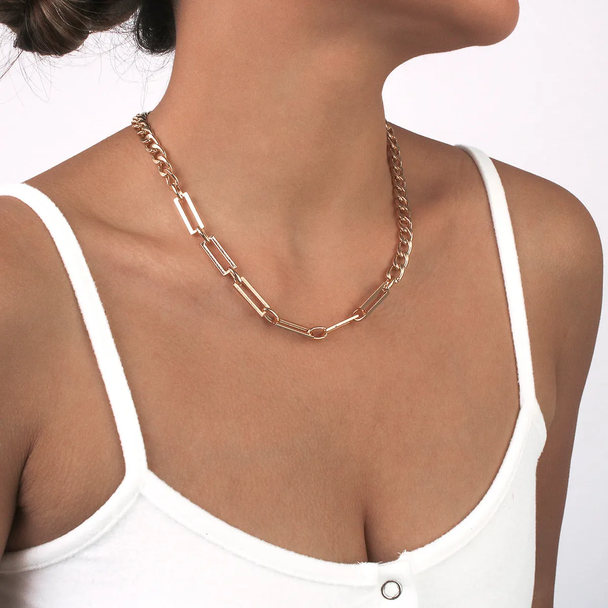 18K Gold-Plated Open Rectangle Chain