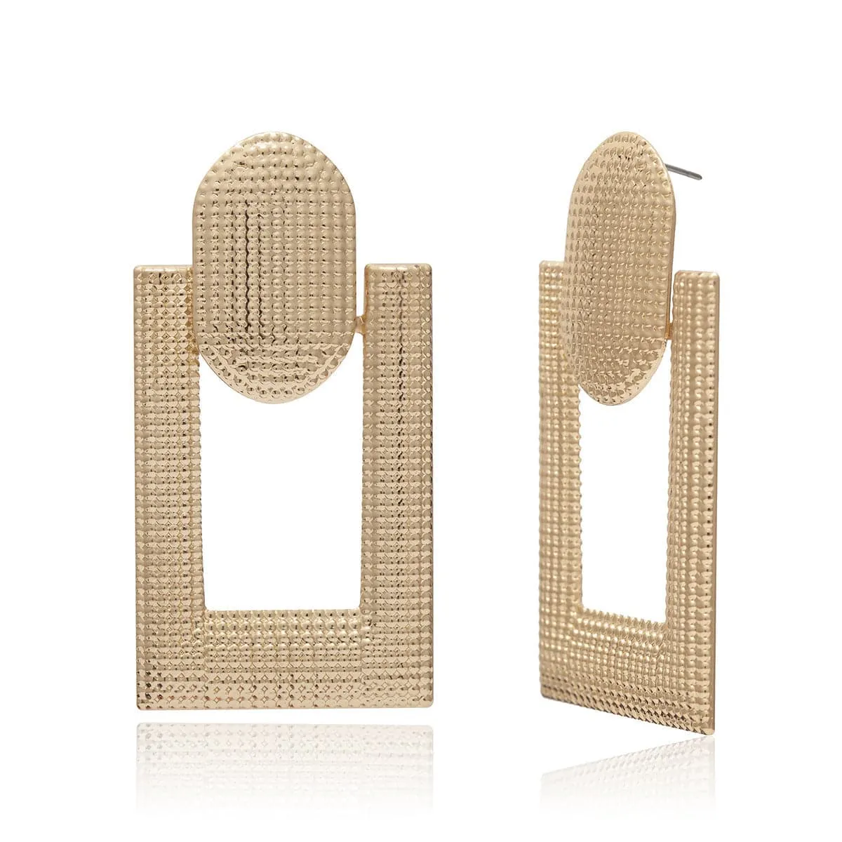 18K Gold-Plated Open Rectangle Drop Earrings