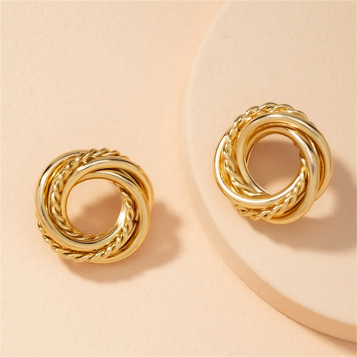 18K Gold-Plated Open Twine Stud Earrings