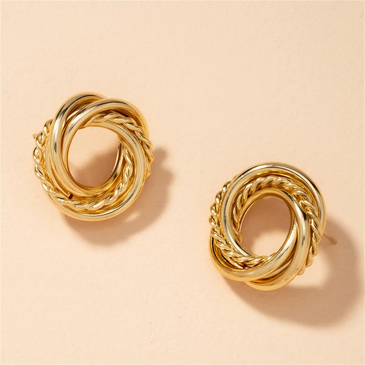 18K Gold-Plated Open Twine Stud Earrings