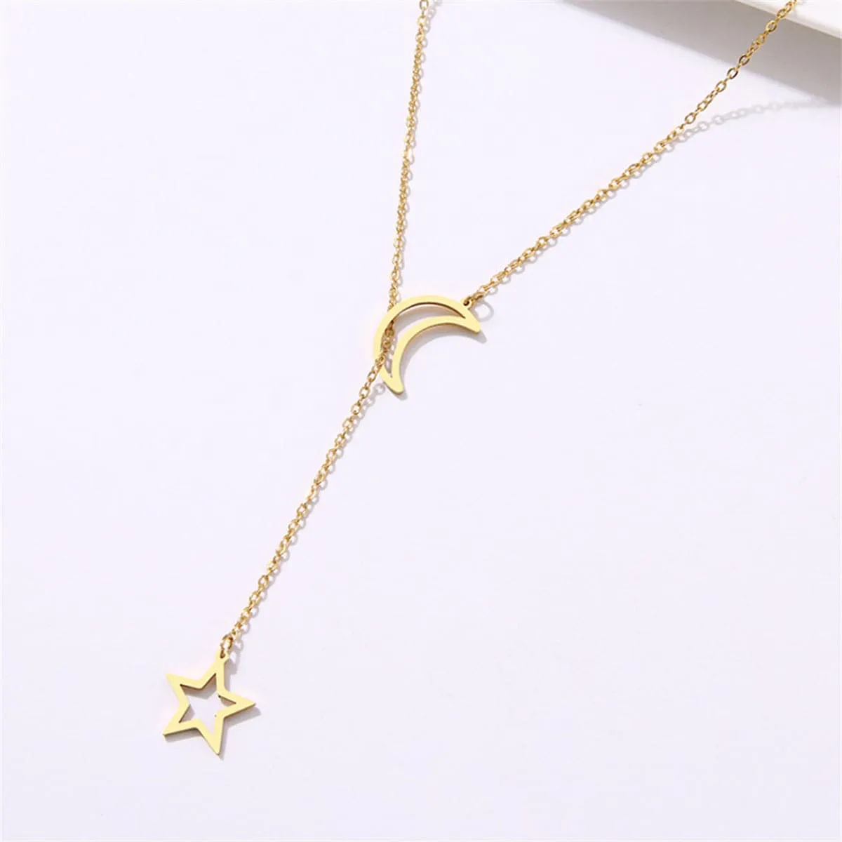 18K Gold-Plated Openwork Celestial Lariat Necklace