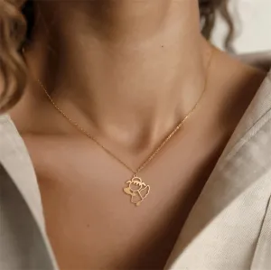 18K Gold-Plated Openwork Cute Angel Pendant Necklace