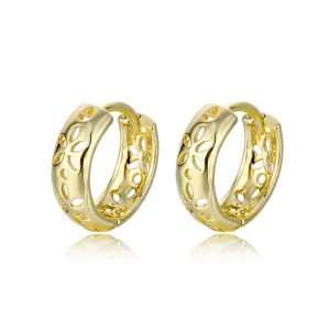 18K Gold-Plated Openwork Flower Huggie Earrings