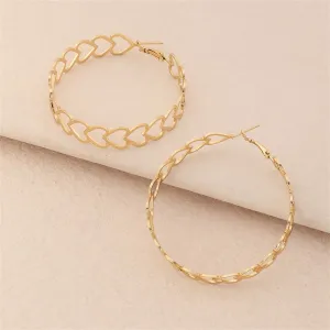 18K Gold-Plated Openwork Heart Hoop Earrings