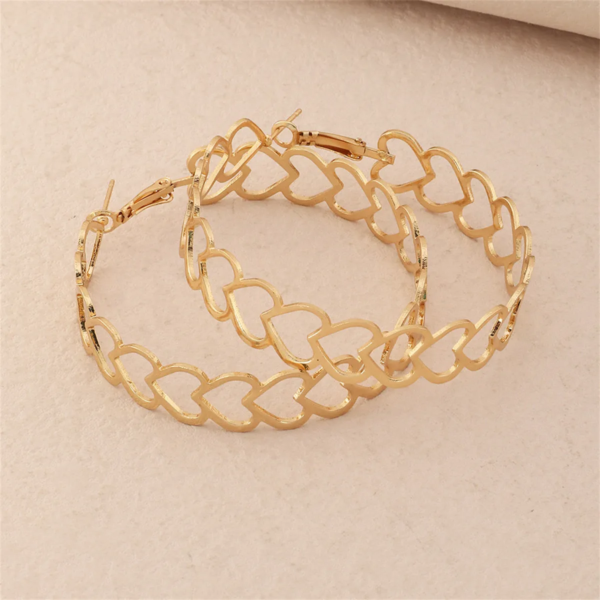 18K Gold-Plated Openwork Heart Hoop Earrings