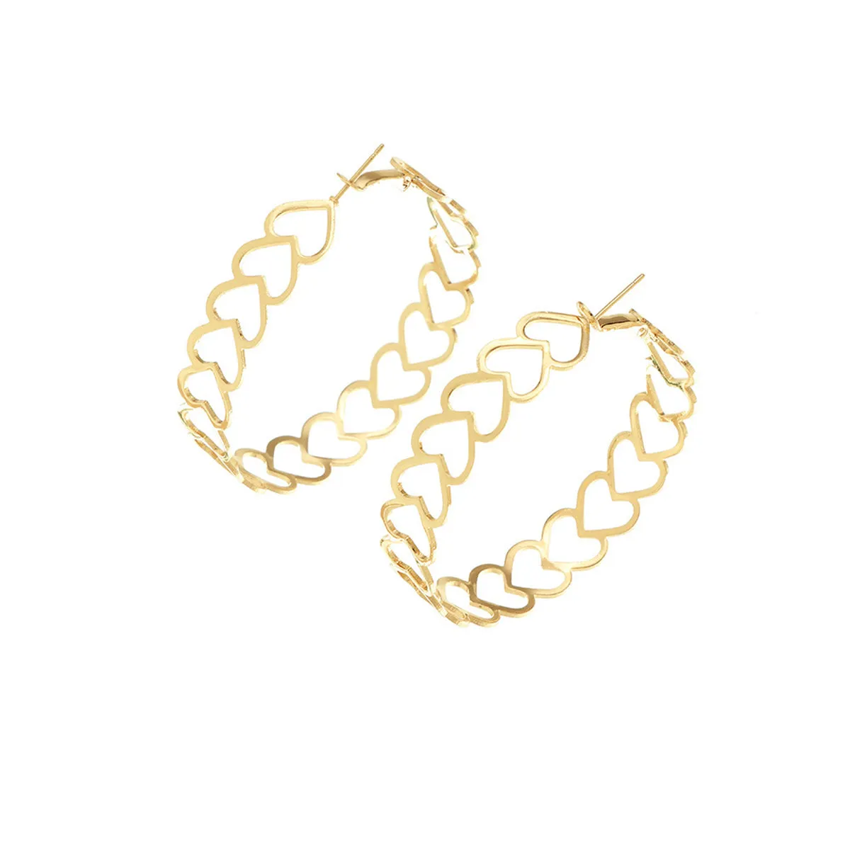 18K Gold-Plated Openwork Heart Hoop Earrings