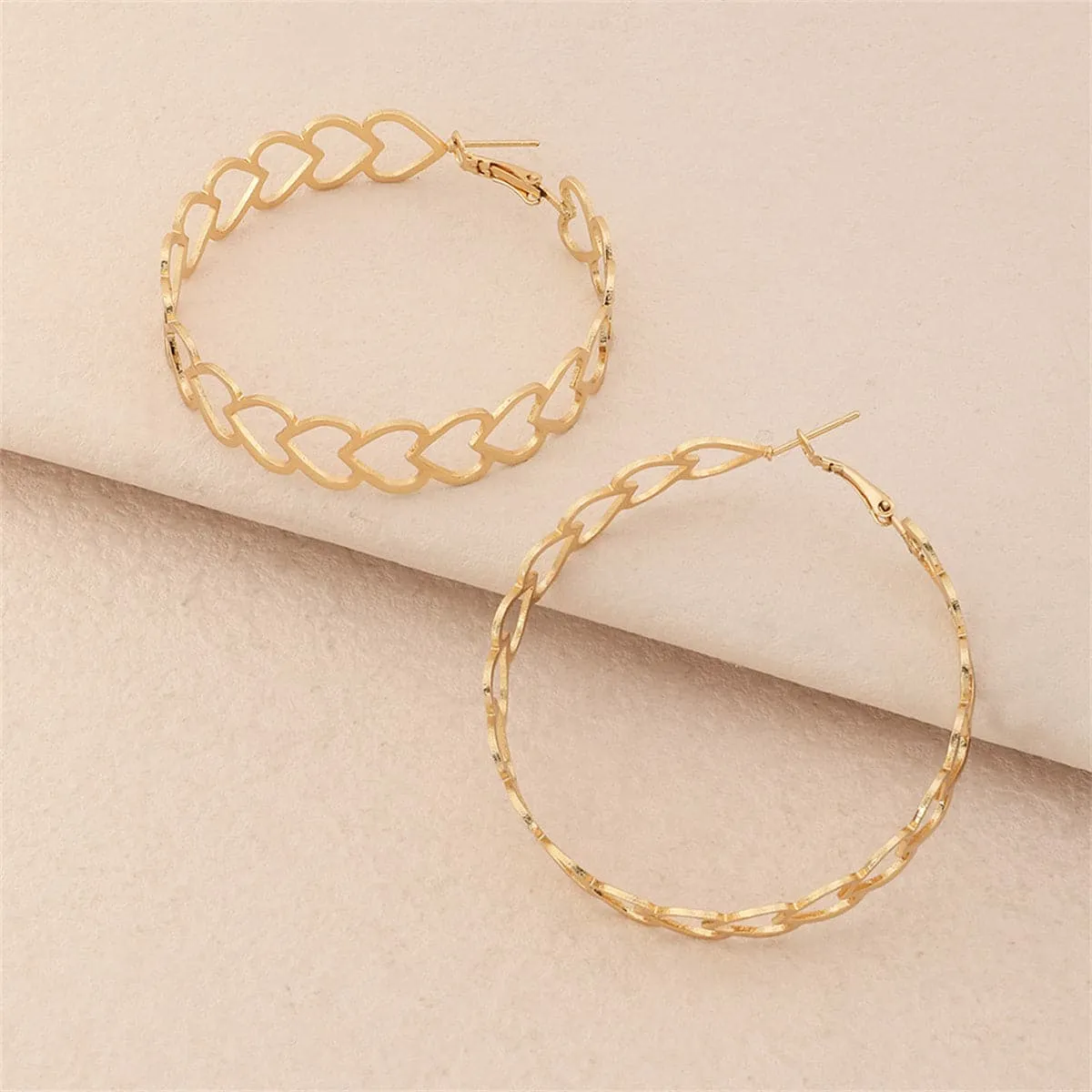 18K Gold-Plated Openwork Heart Hoop Earrings