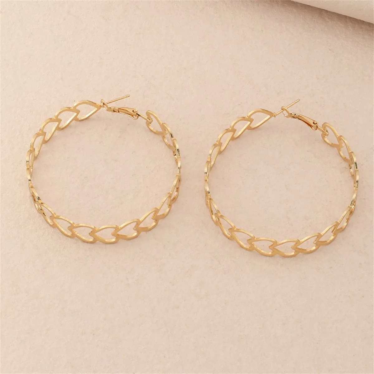 18K Gold-Plated Openwork Heart Hoop Earrings