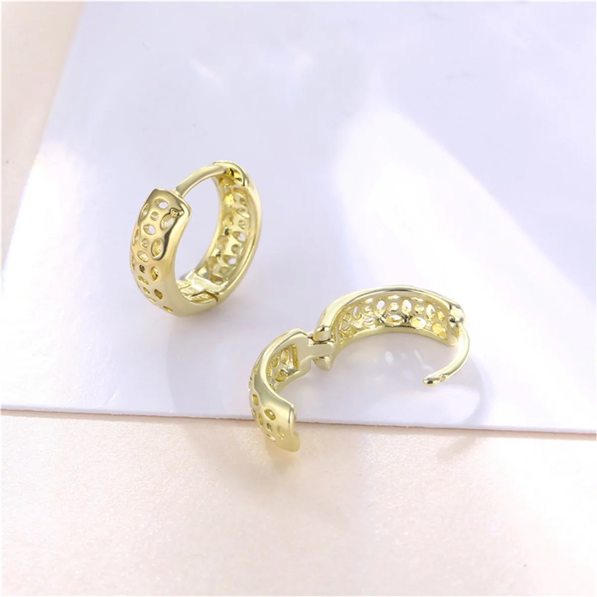18K Gold-Plated Openwork Huggie Earrings