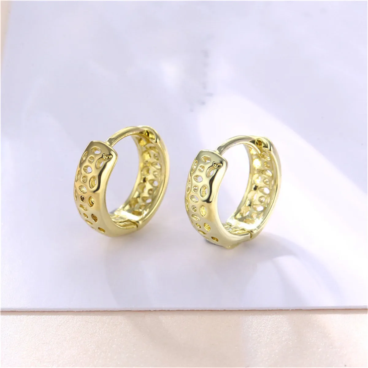 18K Gold-Plated Openwork Huggie Earrings