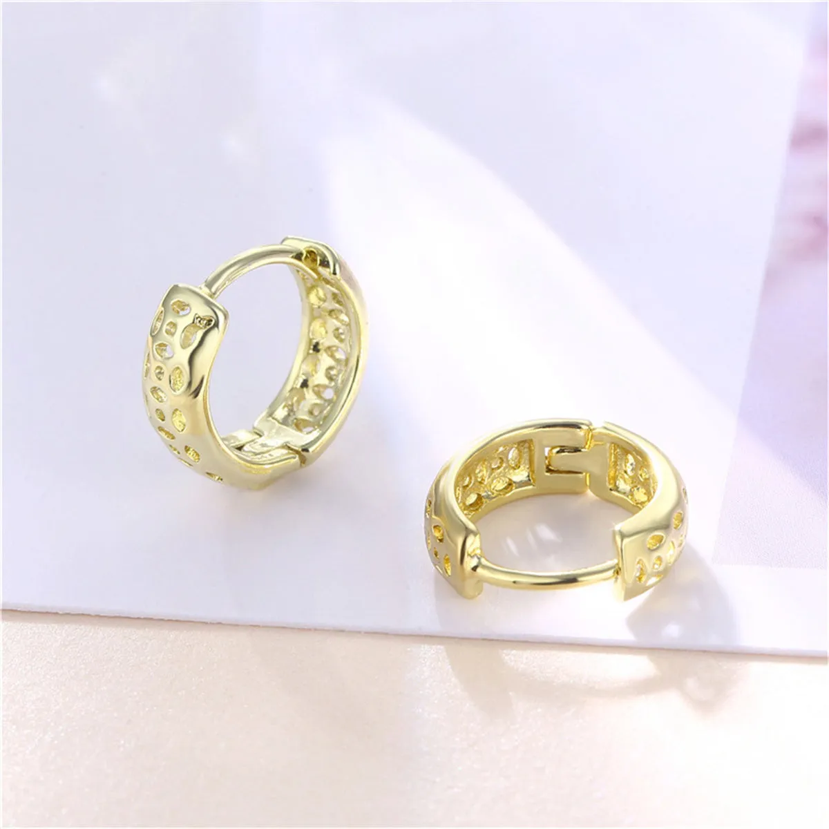 18K Gold-Plated Openwork Huggie Earrings