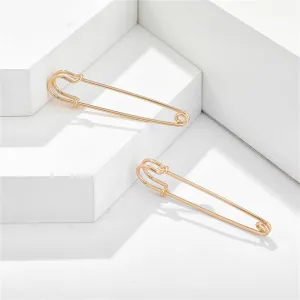 18K Gold-Plated Openwork Safety Pin Drop Earrings