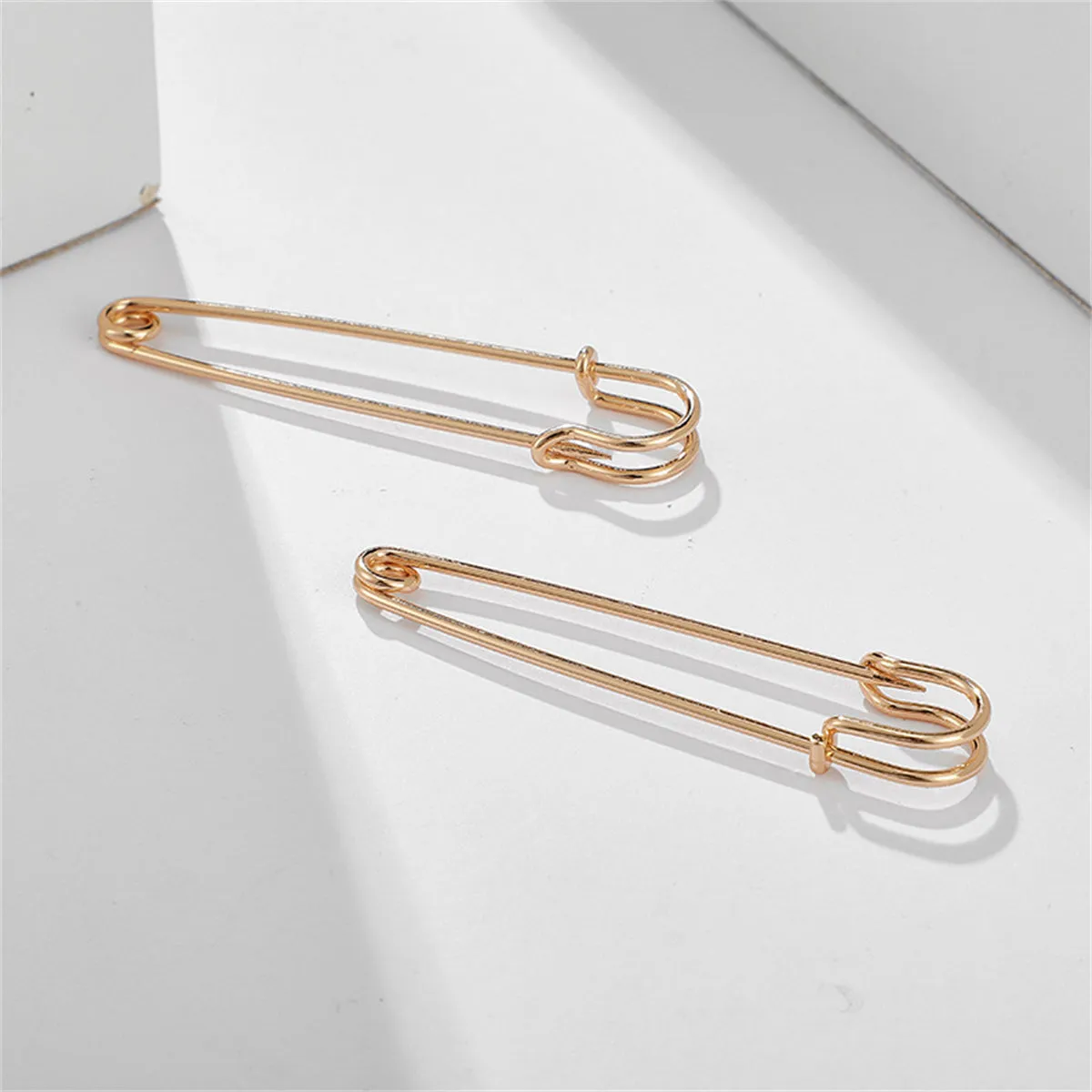 18K Gold-Plated Openwork Safety Pin Drop Earrings
