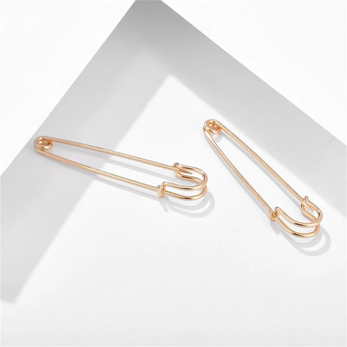 18K Gold-Plated Openwork Safety Pin Drop Earrings