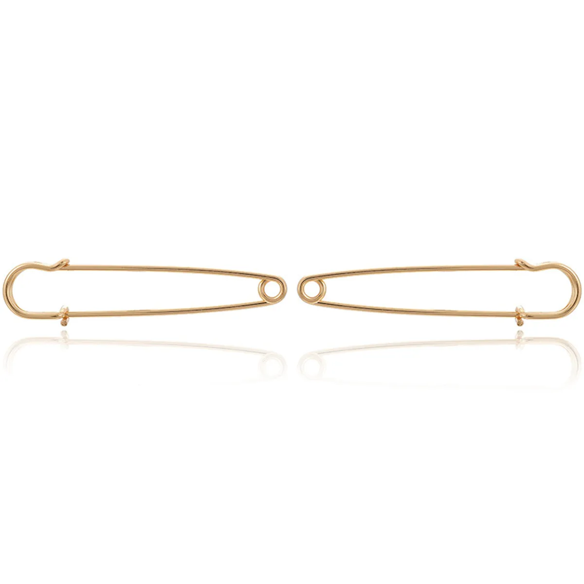 18K Gold-Plated Openwork Safety Pin Drop Earrings