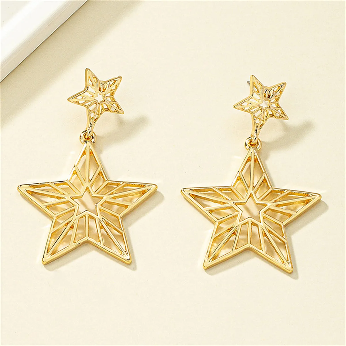 18K Gold-Plated Openwork Star Drop Earrings
