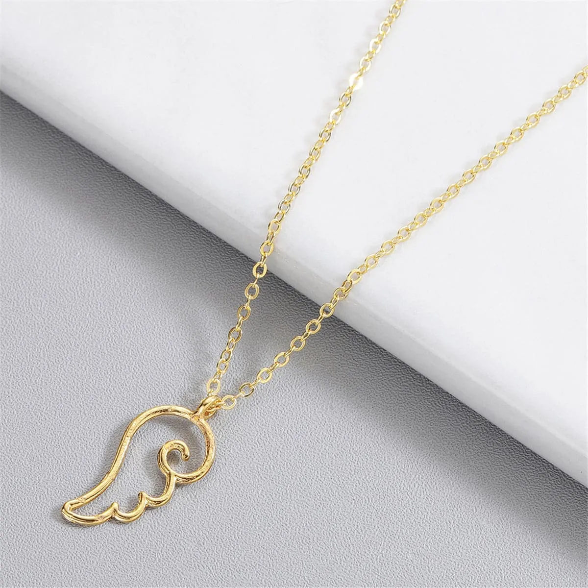 18K Gold-Plated Openwork Wing Pendant Necklace