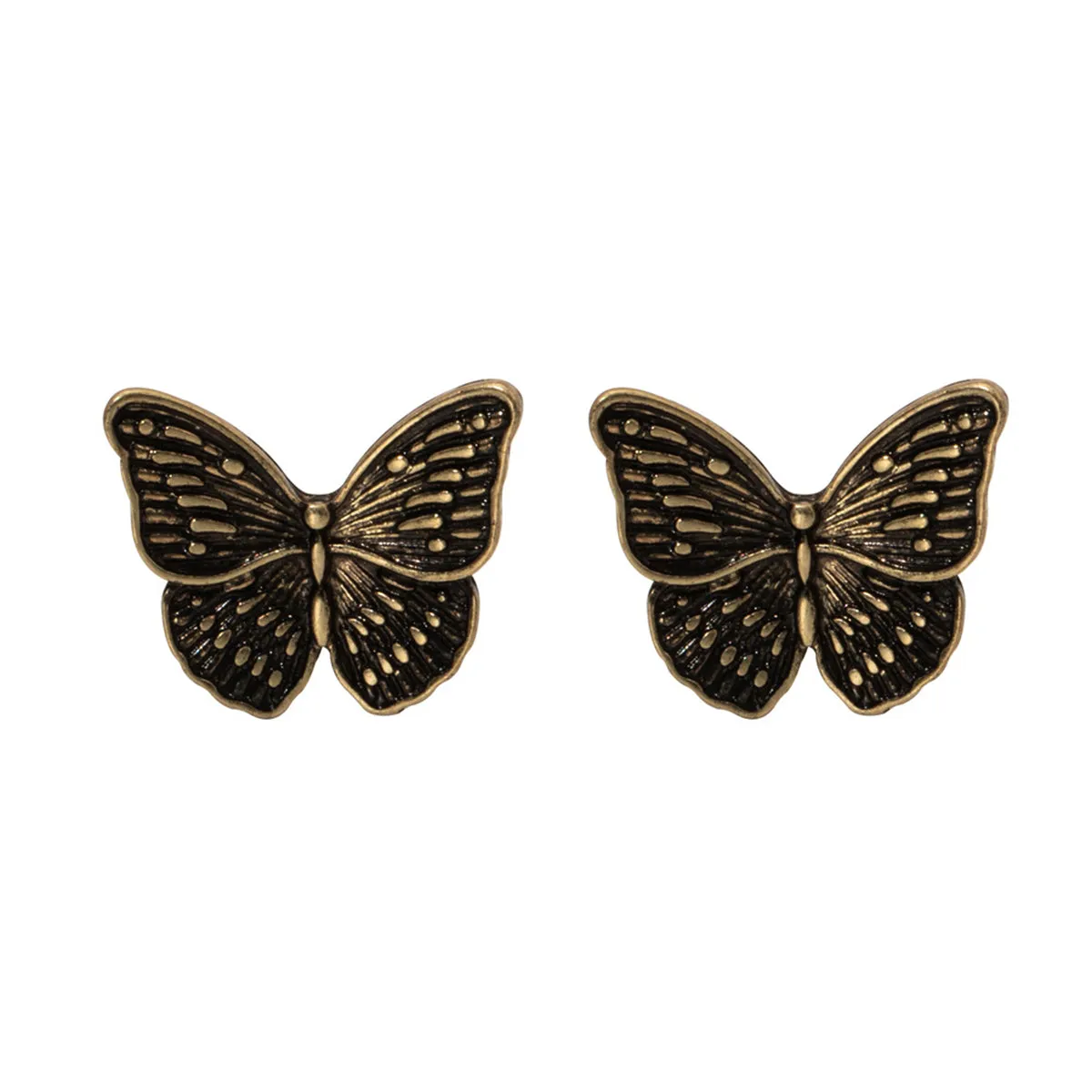 18K Gold-Plated Oxidized Butterfly Stud Earring