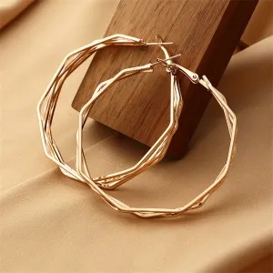 18K Gold-Plated Polygon Layered Hoop Earrings