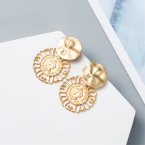 18K Gold-Plated Queen Coin Drop Earrings