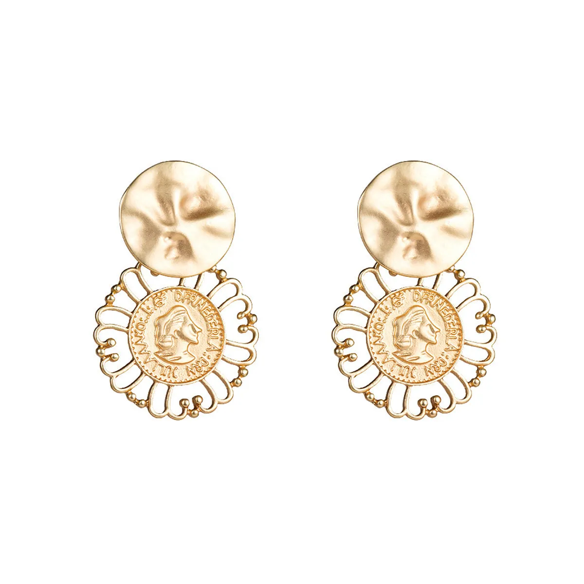 18K Gold-Plated Queen Coin Drop Earrings