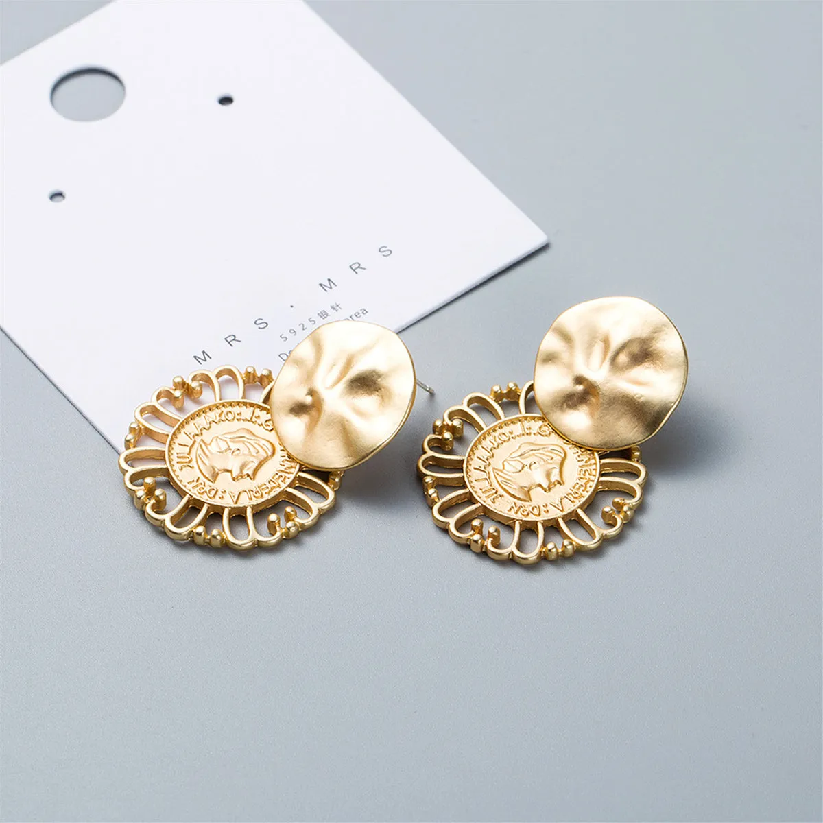 18K Gold-Plated Queen Coin Drop Earrings