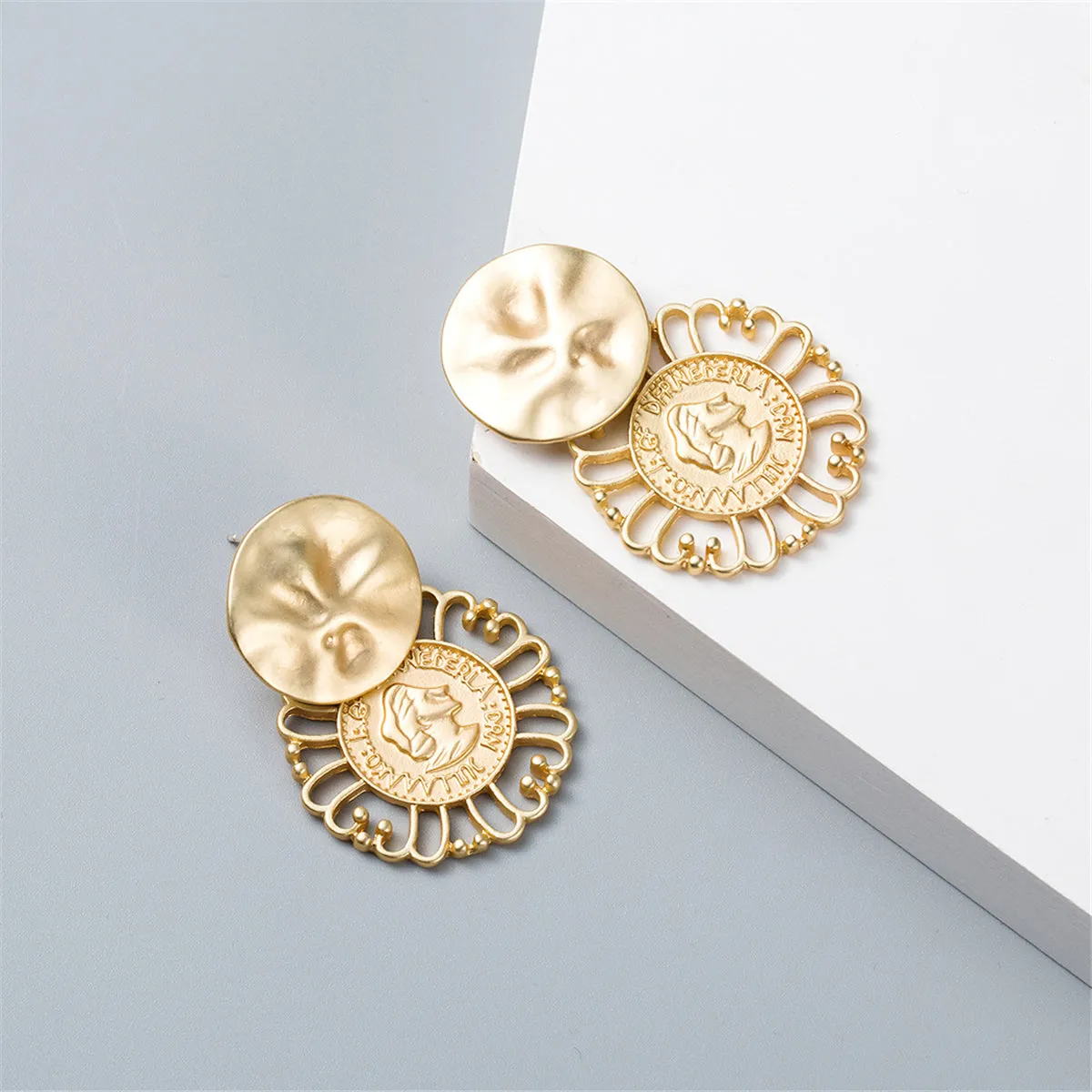 18K Gold-Plated Queen Coin Drop Earrings
