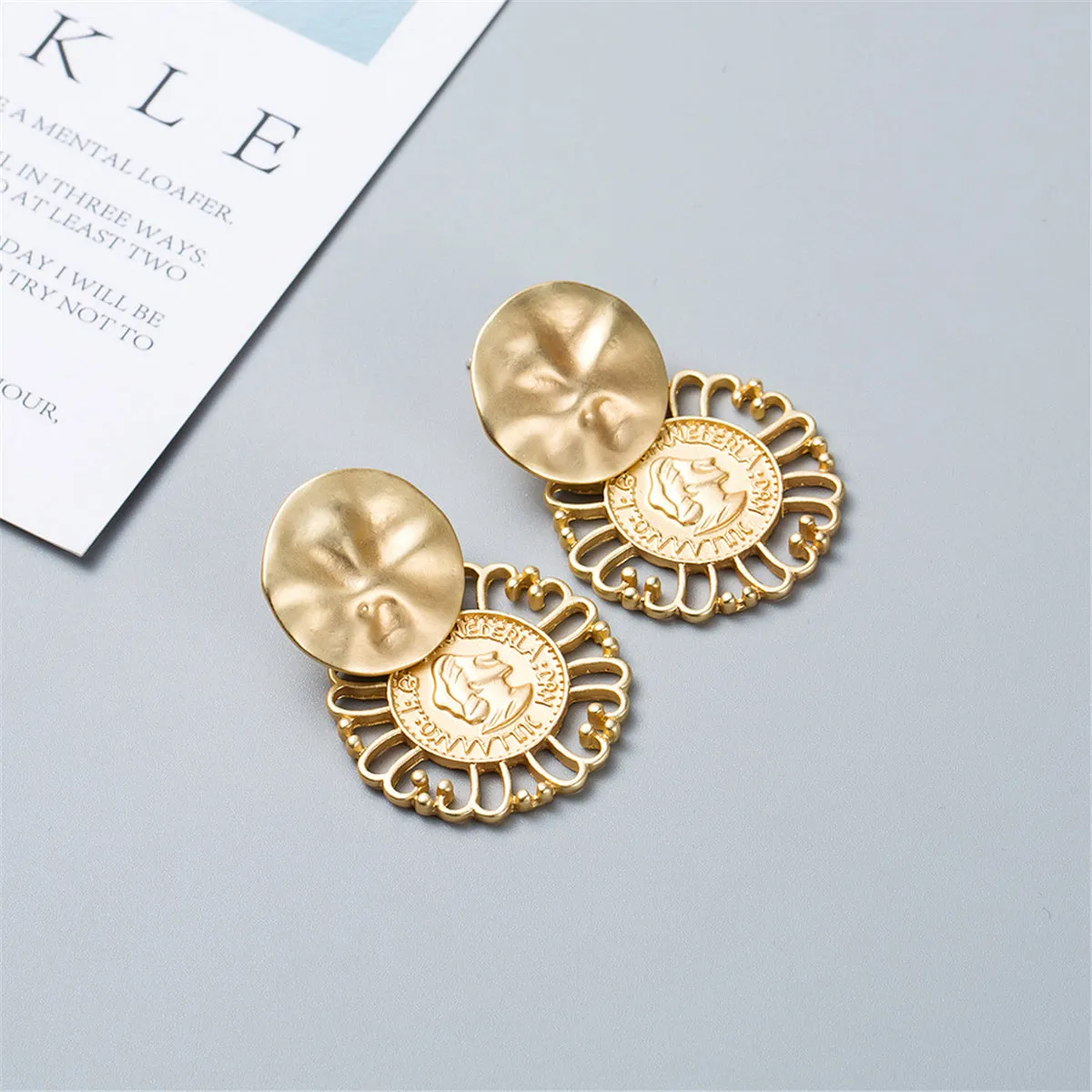 18K Gold-Plated Queen Coin Drop Earrings
