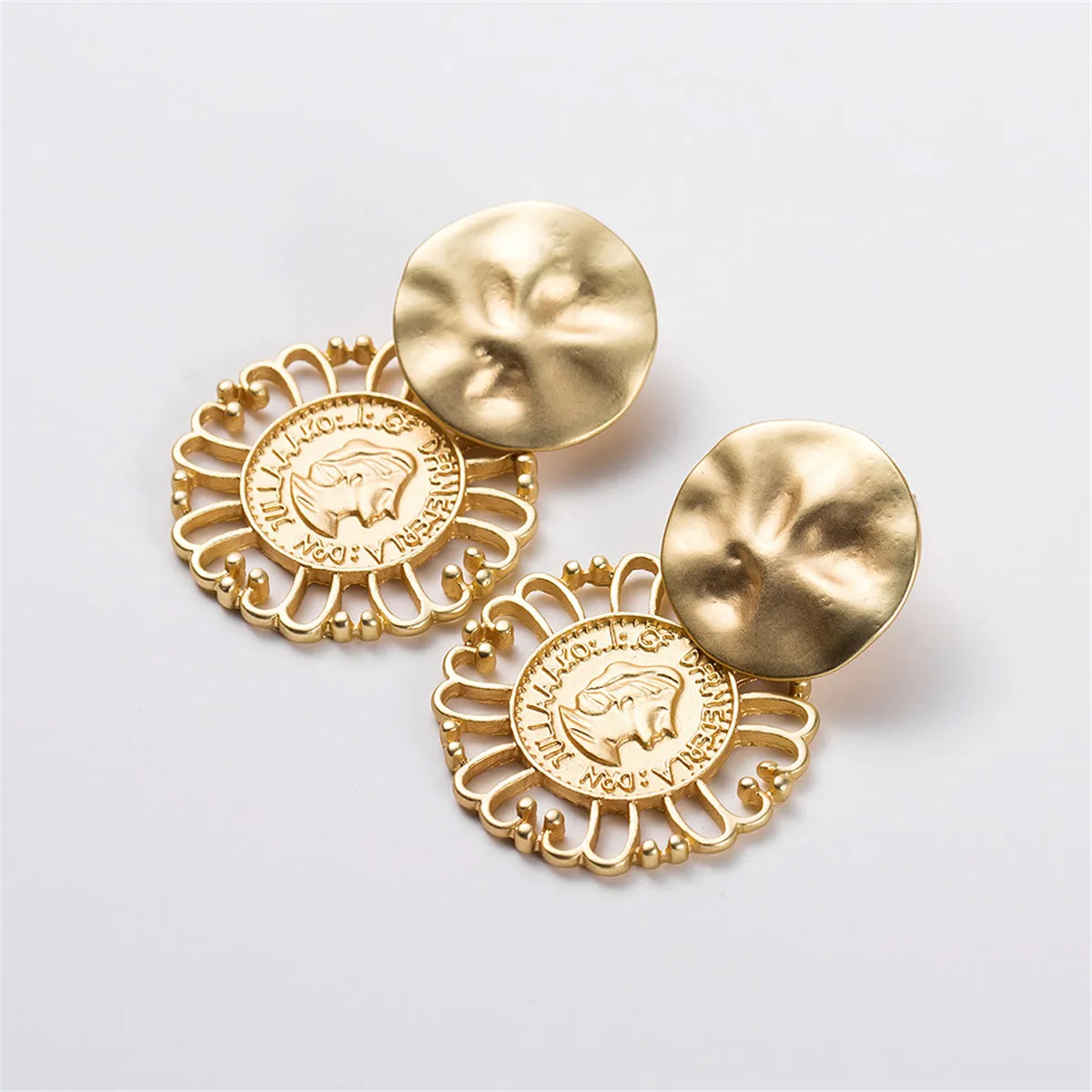 18K Gold-Plated Queen Coin Drop Earrings