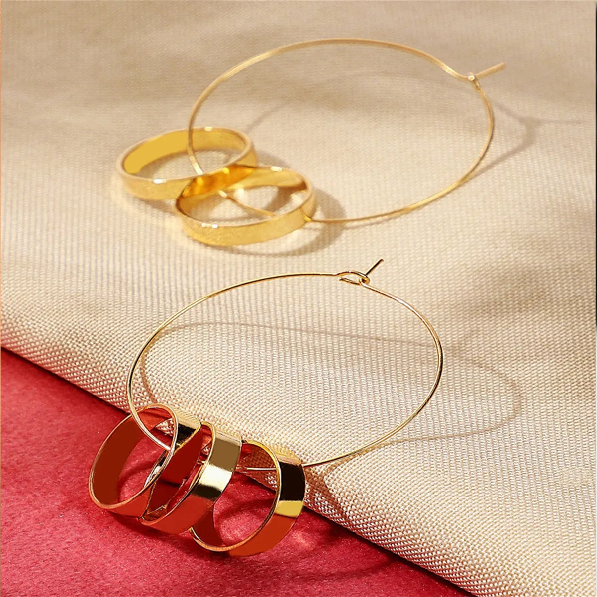 18K Gold-Plated Ring-Accent Hoop Earrings