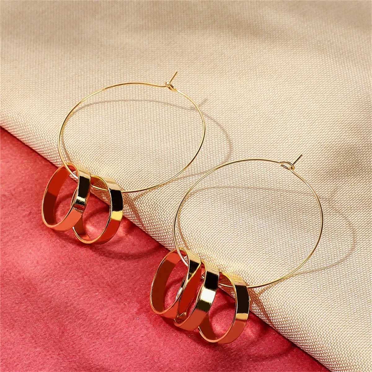 18K Gold-Plated Ring-Accent Hoop Earrings