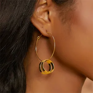 18K Gold-Plated Ring-Accent Hoop Earrings