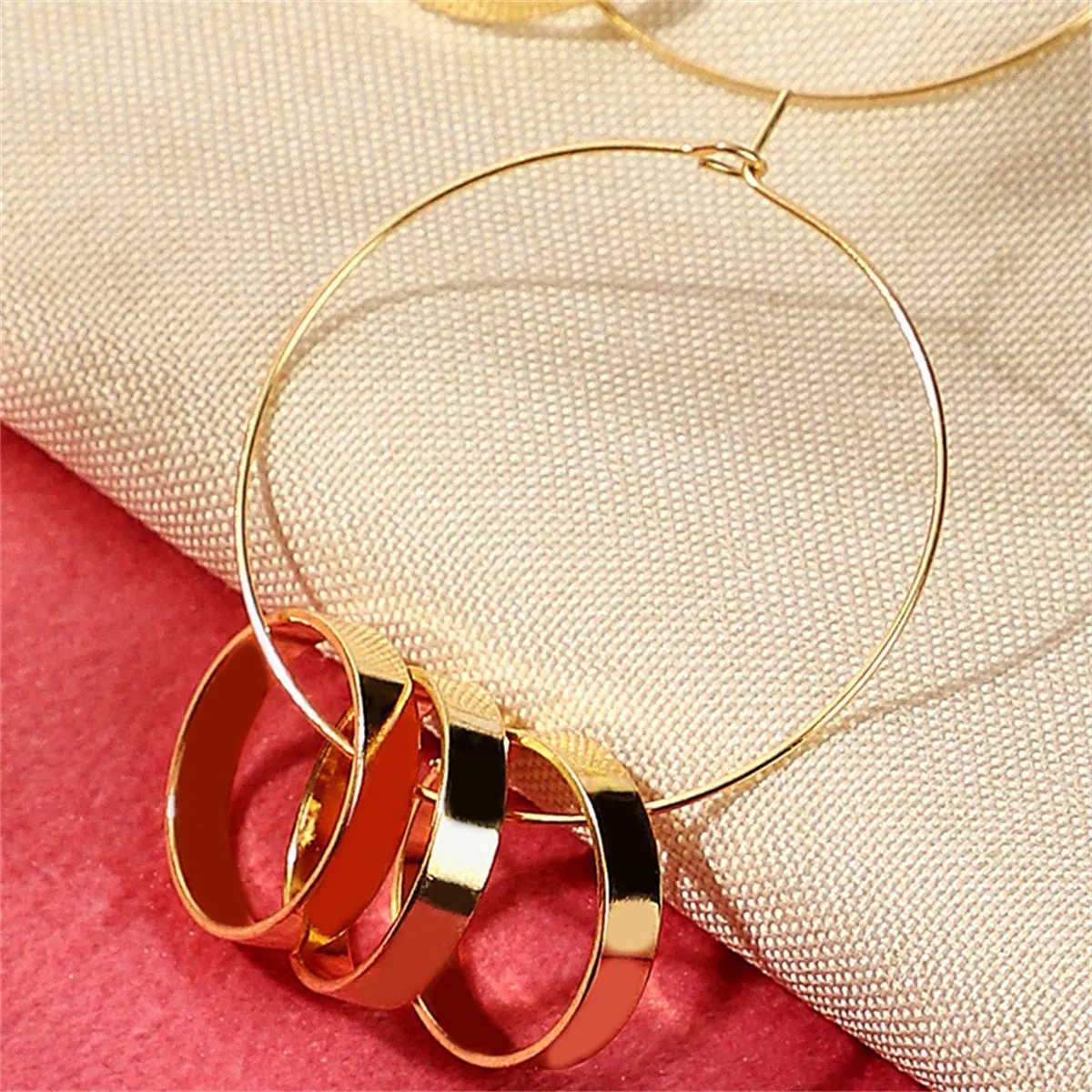 18K Gold-Plated Ring-Accent Hoop Earrings