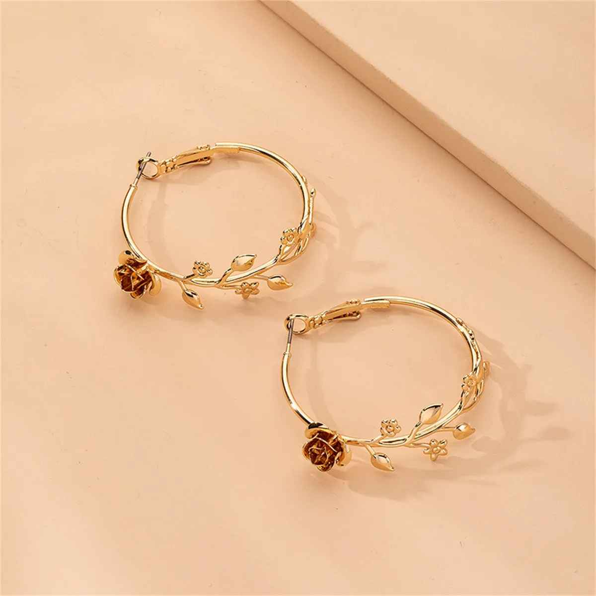 18K Gold-Plated Rose Hoop Earrings