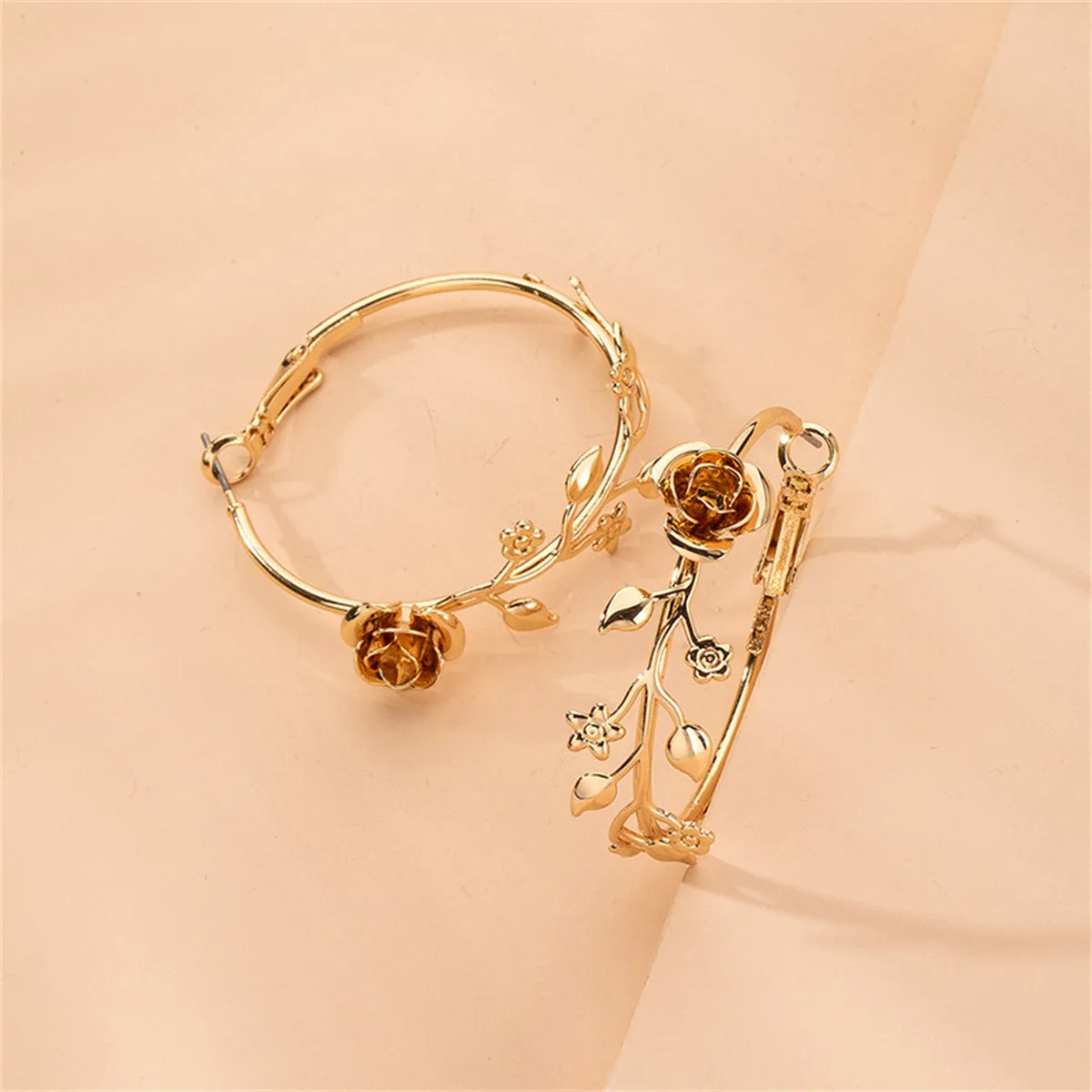 18K Gold-Plated Rose Hoop Earrings