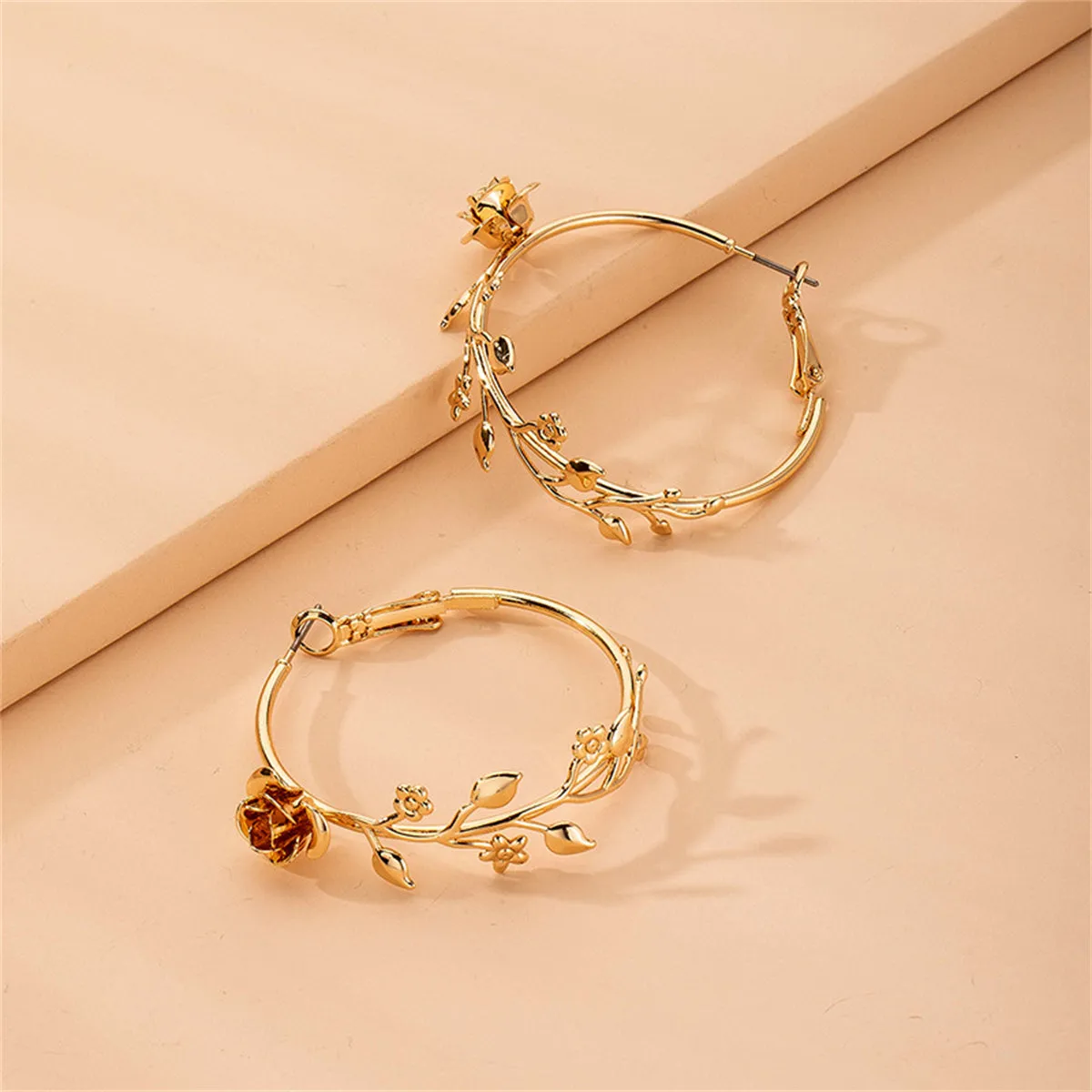 18K Gold-Plated Rose Hoop Earrings
