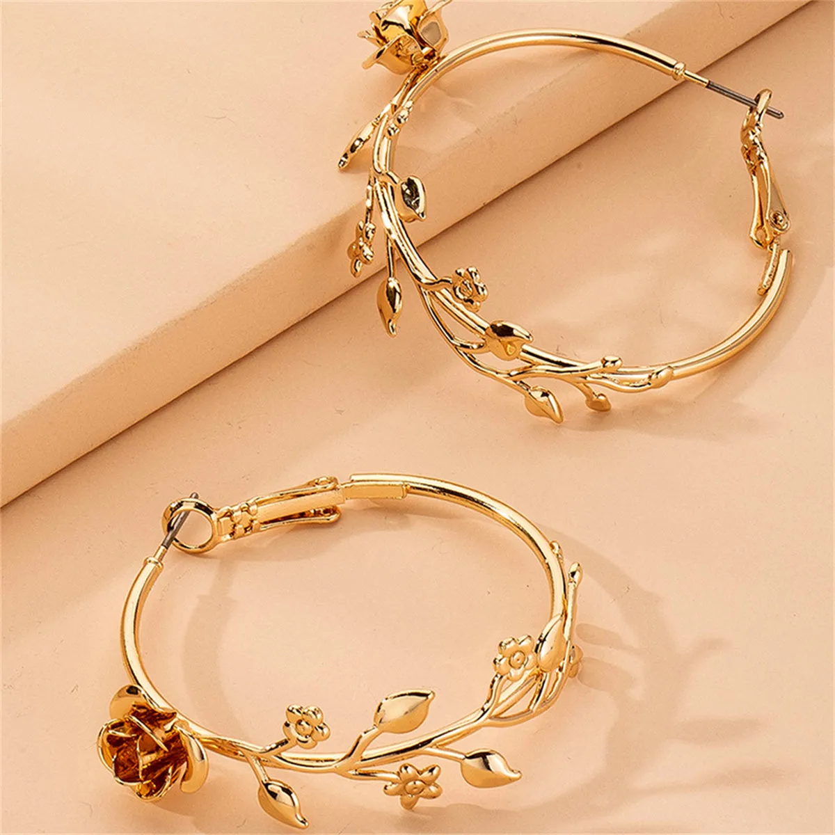 18K Gold-Plated Rose Hoop Earrings