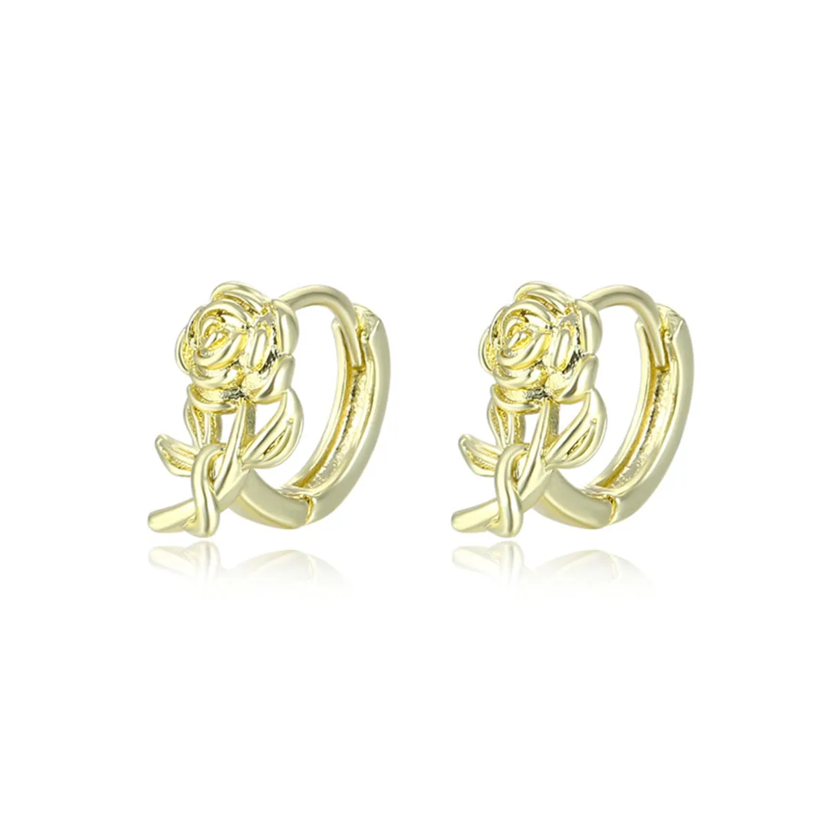 18K Gold-Plated Rose Huggie Earrings