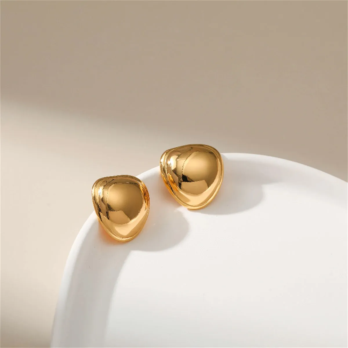 18K Gold-Plated Rounded Stud Earrings