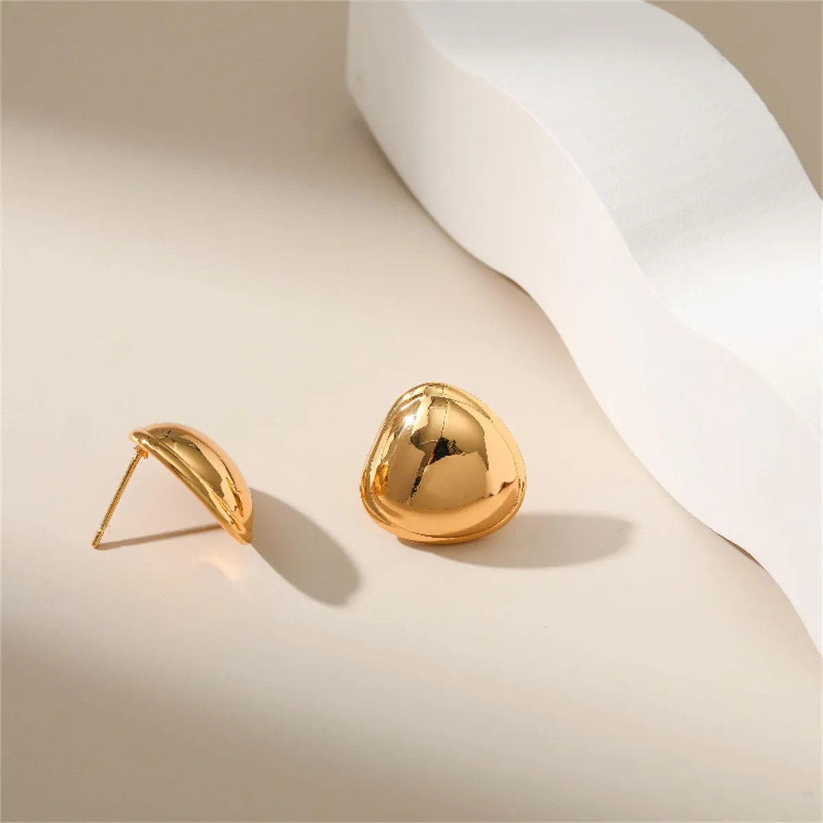 18K Gold-Plated Rounded Stud Earrings