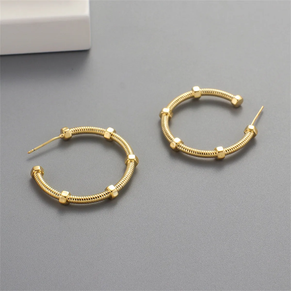 18K Gold-Plated Screw Hoop Earrings